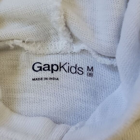 GAP KIDS WHITE WITH NAVY BLUE STRIPES LIGHTWEIGHT HOODIE, SIZE 8 - Picture 4 of 7